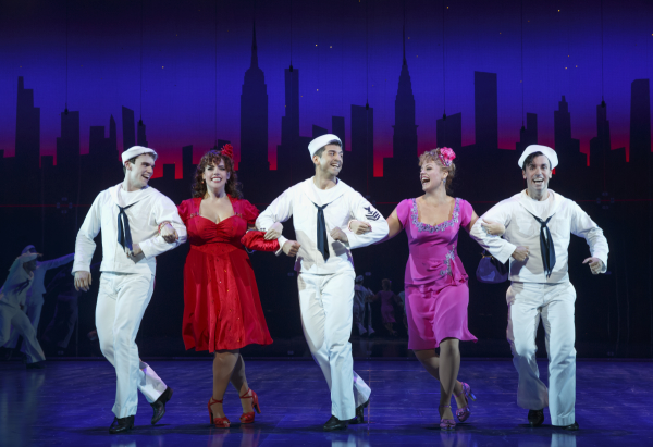 Jay Armstrong Johnson, Alysha Umphress, Tony Yazbeck, Elizabeth Stanley, and Clyde Alves star in On the Town at the Lyric Theatre.